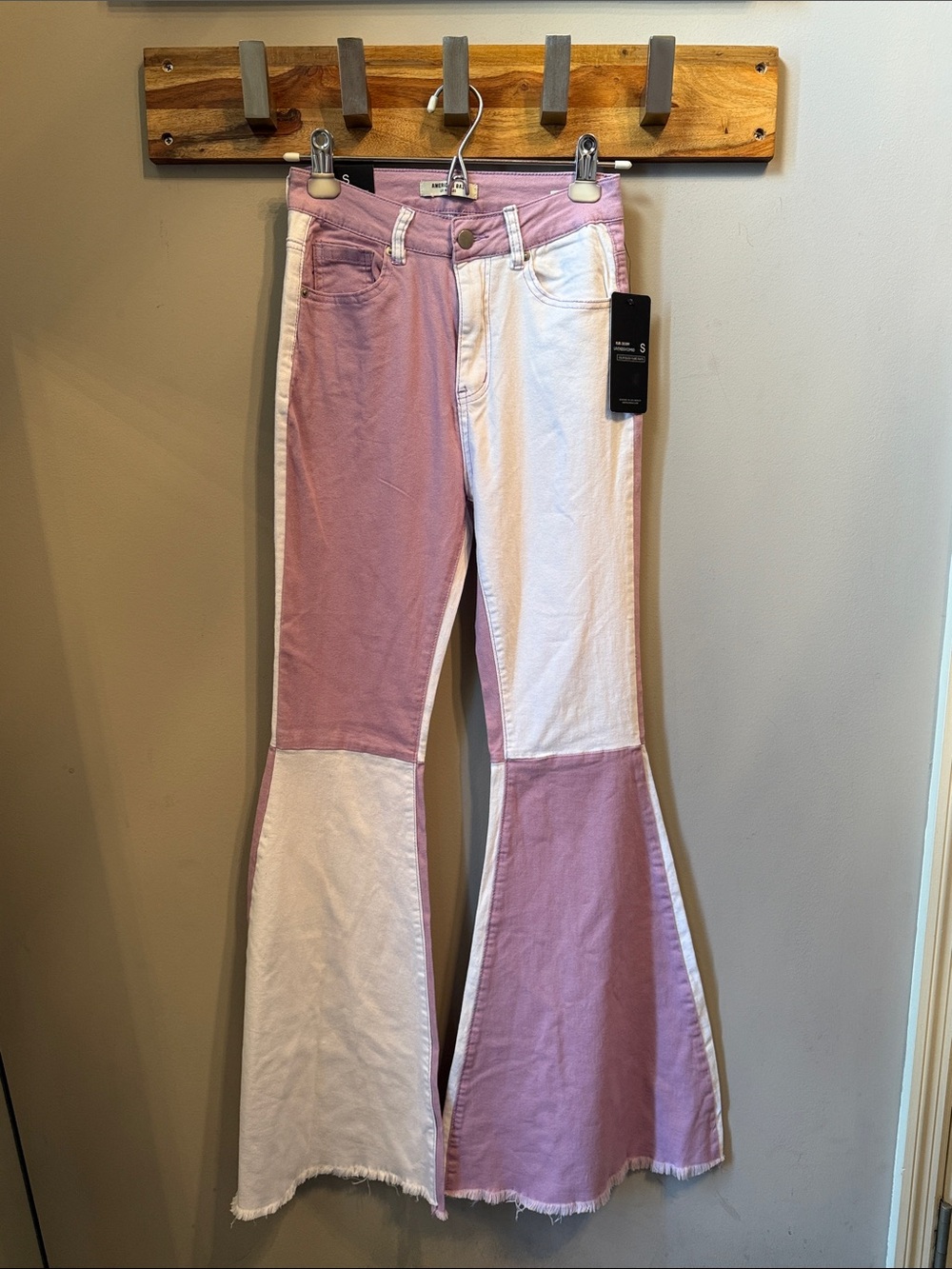 American Bazi - Lavender and White Colorblock Flare Pants
